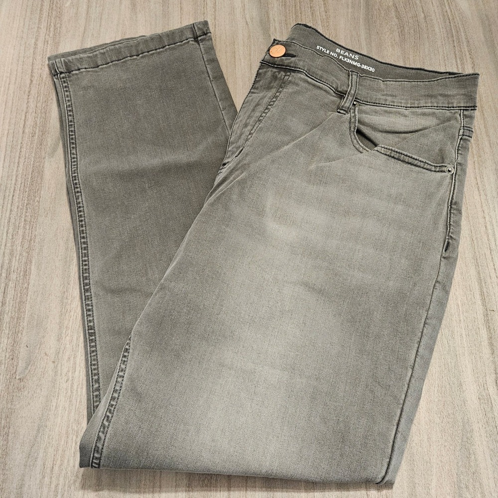 Mugsy Jeans Beans Mens 38x30 Gray Straight Leg Stretch Denim FLX3NMG-38X30